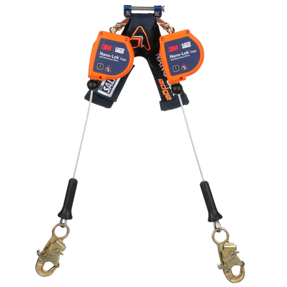 DBI Sala 3500279 Nano-Lok Edge Twin-Leg Personal Self Retracting Lifeline, Cable, Steel Snap Hook, 8 ft, Class 2, ANSI - Mactool Shop