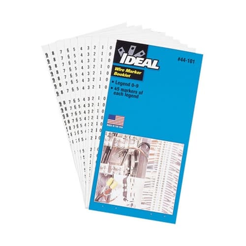 IDEAL 44-109 Wire Marker Booklet, Legend: (6) 1-15, (4) 16-90, (2) A-Z, +, -, /, 0 - Mactool Shop