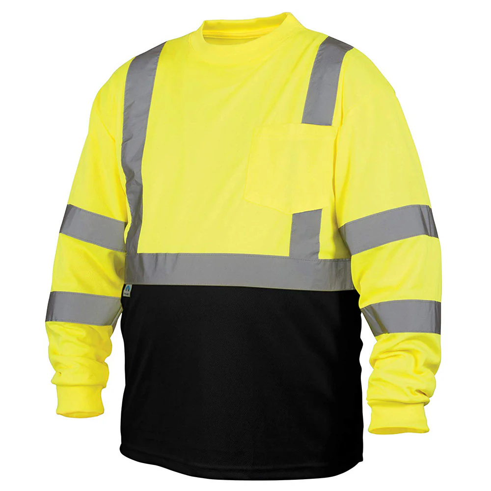 Pyramex RLTS3110BX2 Hi-Vis Lime/Black Lightweight Long Sleeve T-Shirt - 2X Large - Mactool Shop
