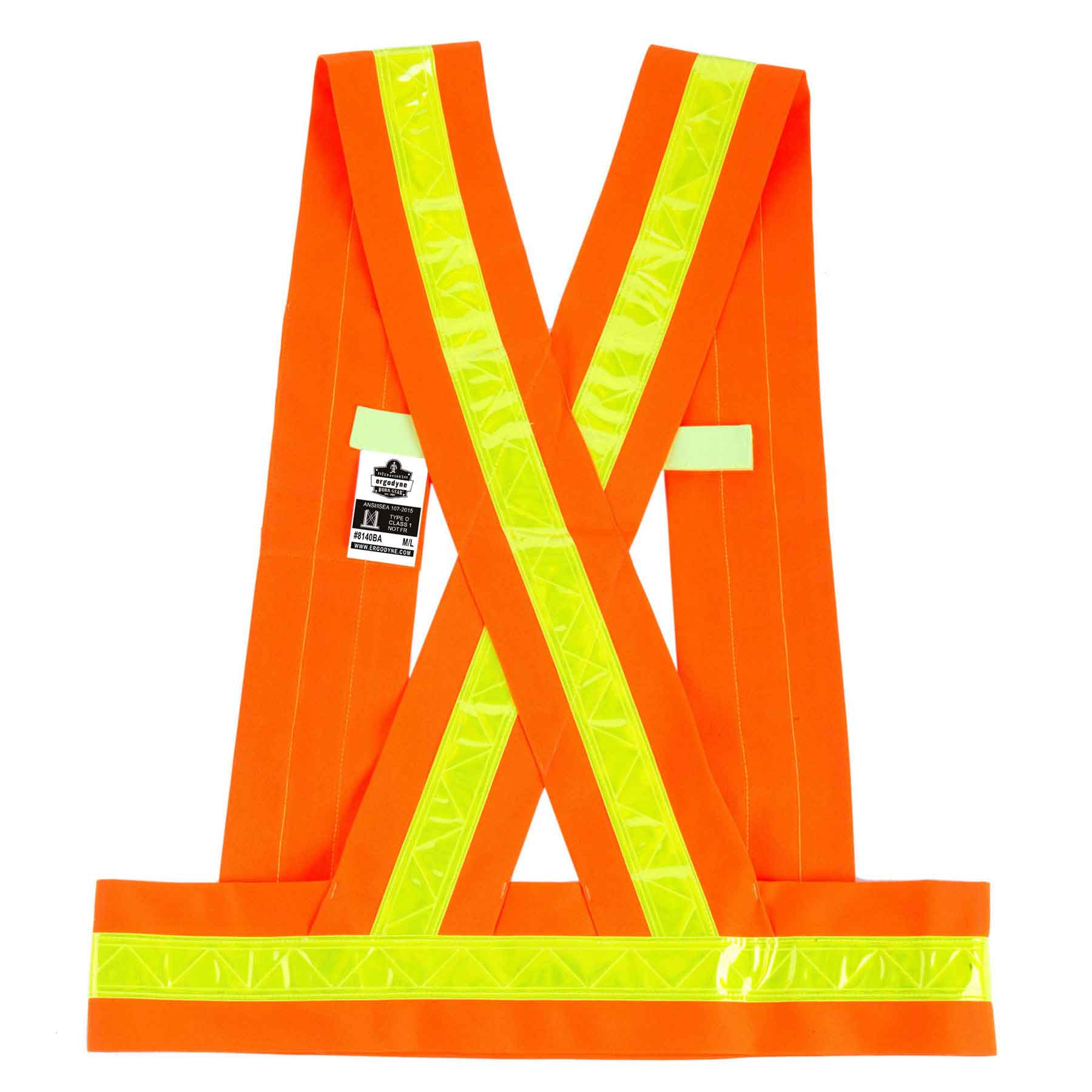 Ergodyne 27017 GloWear 8140BA Type O Class 1 Breakaway Sash, Medium/Large, HV Orange - Mactool Shop