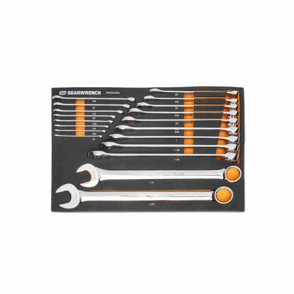 Gearwrench GWMSCWL12SAE 19 Piece 12 Point Long Pattern Combination SAE Wrench Set - Mactool Shop