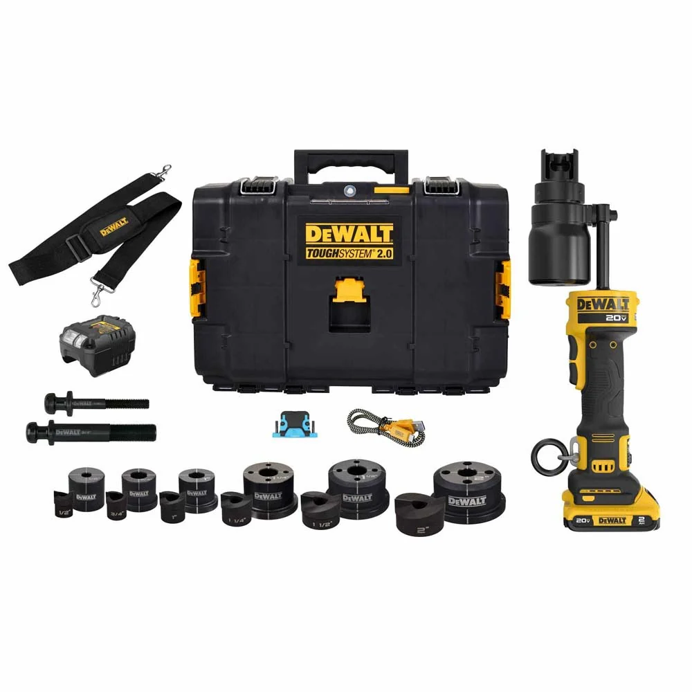 DeWalt DCE600D1K2 20V MAX Hydraulic Knockout Tool Kit w/ 1/2'' - 2'' Punch and Die Set - Mactool Shop
