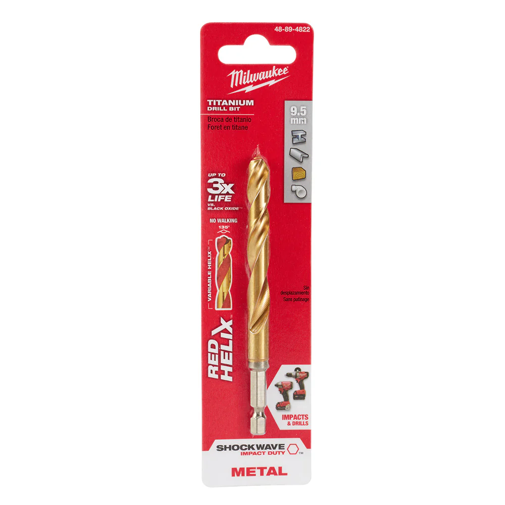 Milwaukee 48-89-4822 9.5mm Metric Titanium SHOCKWAVE™ Red Helix Bit - Mactool Shop