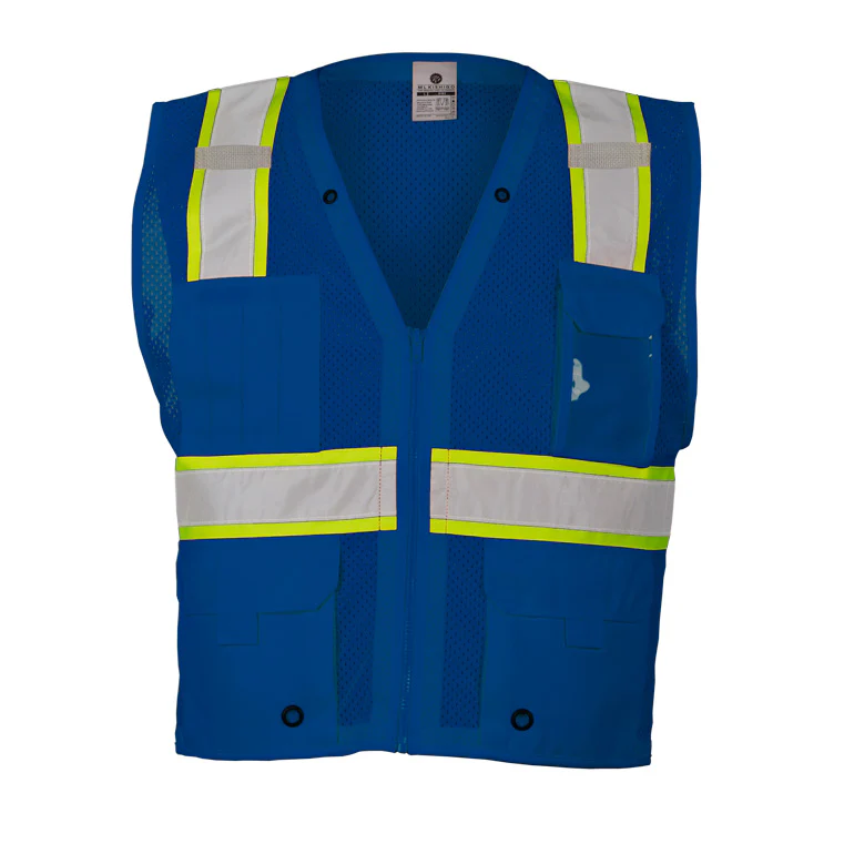 ML Kishigo B102-4X-5X 4X-5X Blue Enhanced Visibility Multi Pocket Mesh Vest - Mactool Shop