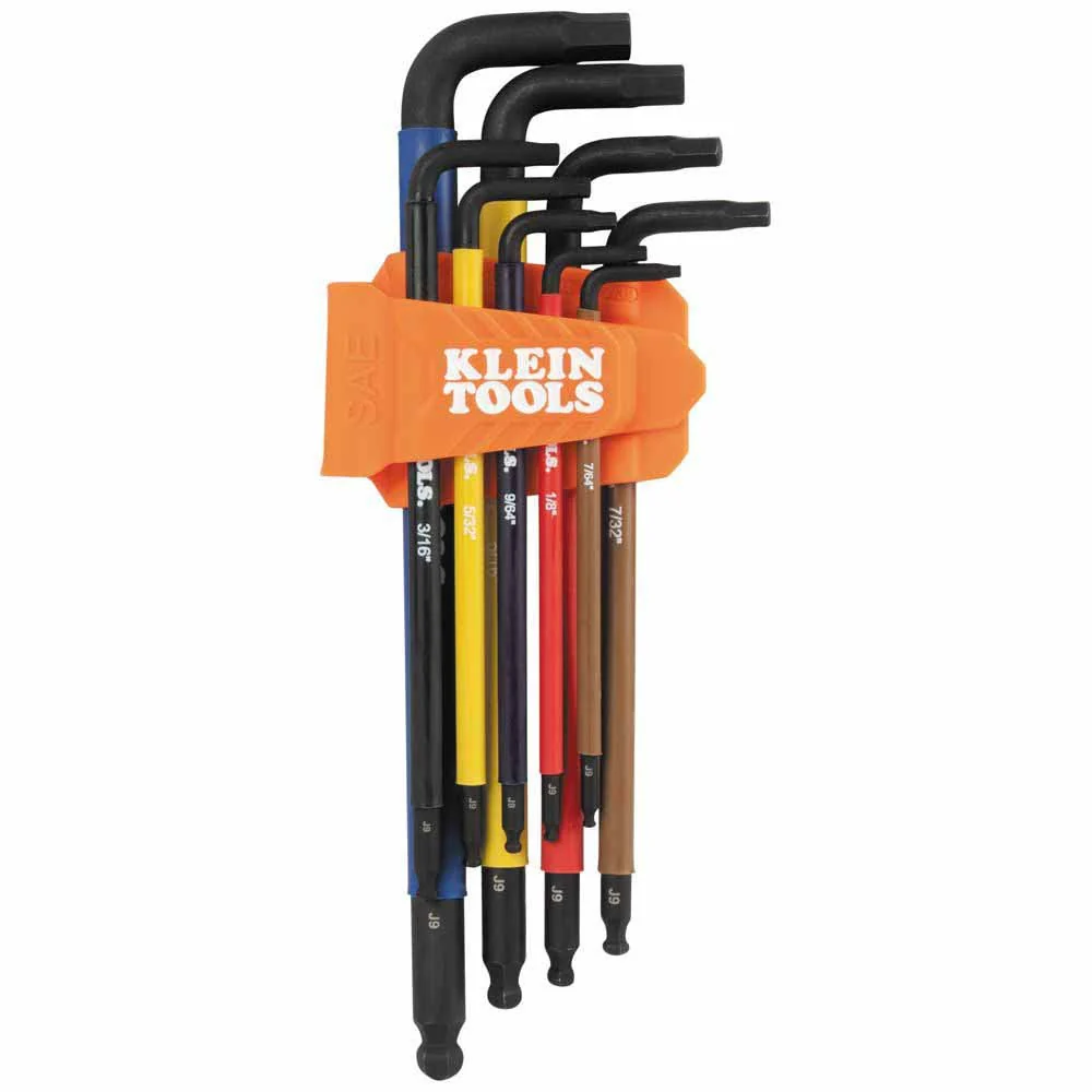 Klein Tools BLS9 Color-Coded Extra-Long L Style Hex Key Caddy Set, SAE, 9-Piece - Mactool Shop