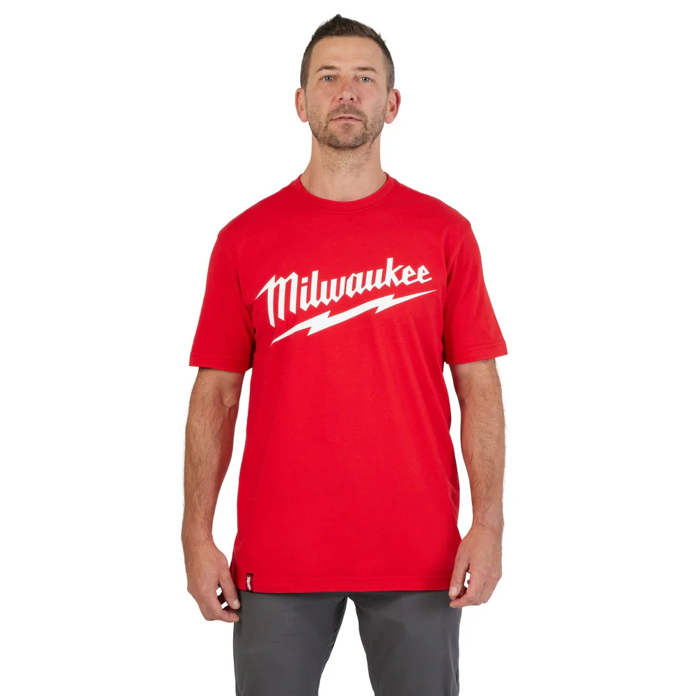 Milwaukee 607R Heavy Duty T-Shirt - Short Sleeve Logo Red - Mactool Shop