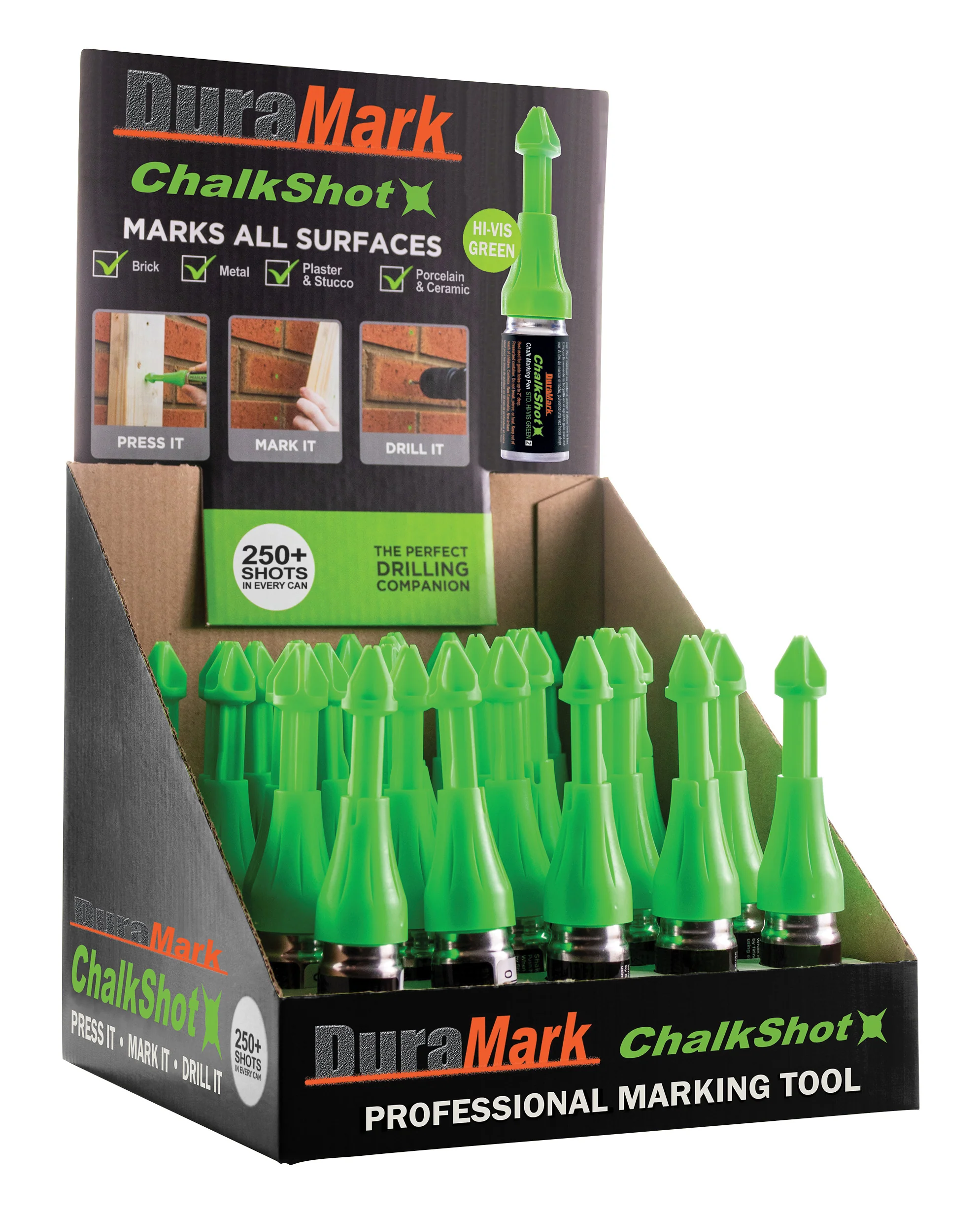 U.S. TAPE CO. 76701D DuraMark ChalkShot - 30 Pc. Display - Hi Vis Green - Mactool Shop