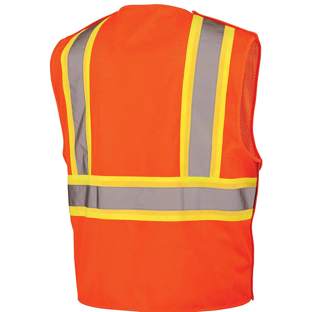Pyramex RVHL2720BRL Safety Vest - Hi-Vis Orange with 5 Point Break - Size Large - Mactool Shop