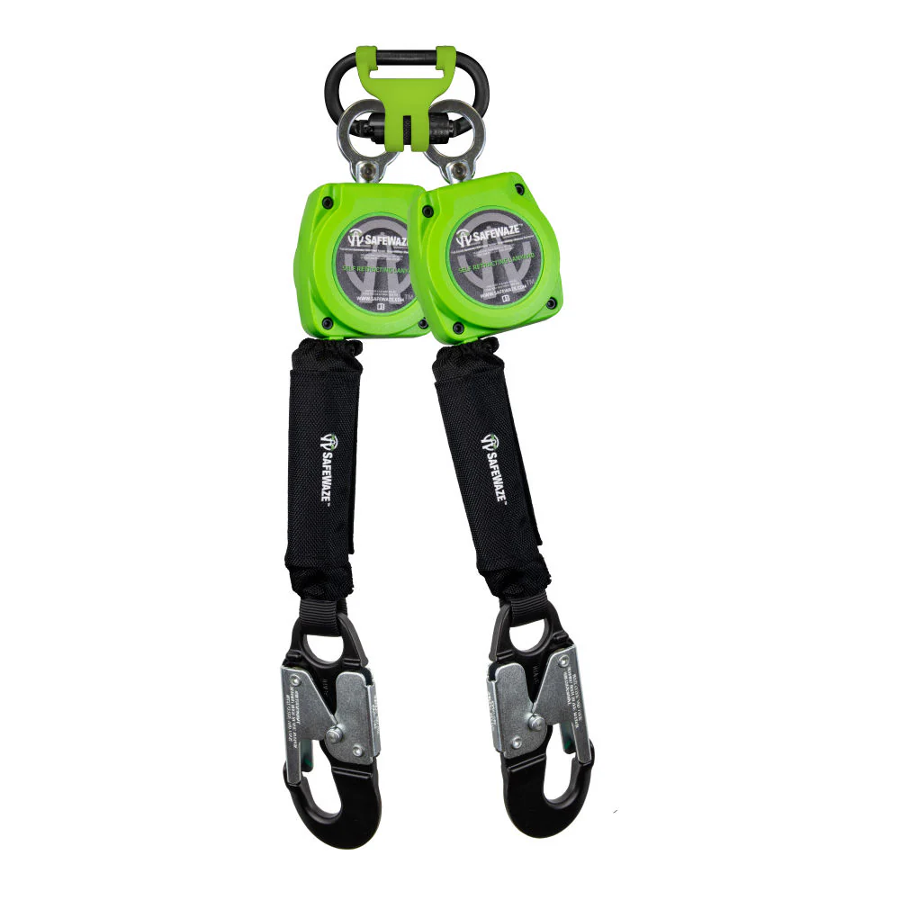 Safewaze 019-5153 6' Dual Web Retractable With BWB 1014 And Double Locking Aluminum Snap Hooks - Mactool Shop