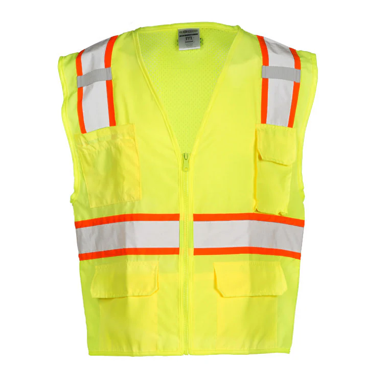 ML Kishigo 1163-XL Lime Solid Front with Mesh Back Vest, XL - Mactool Shop