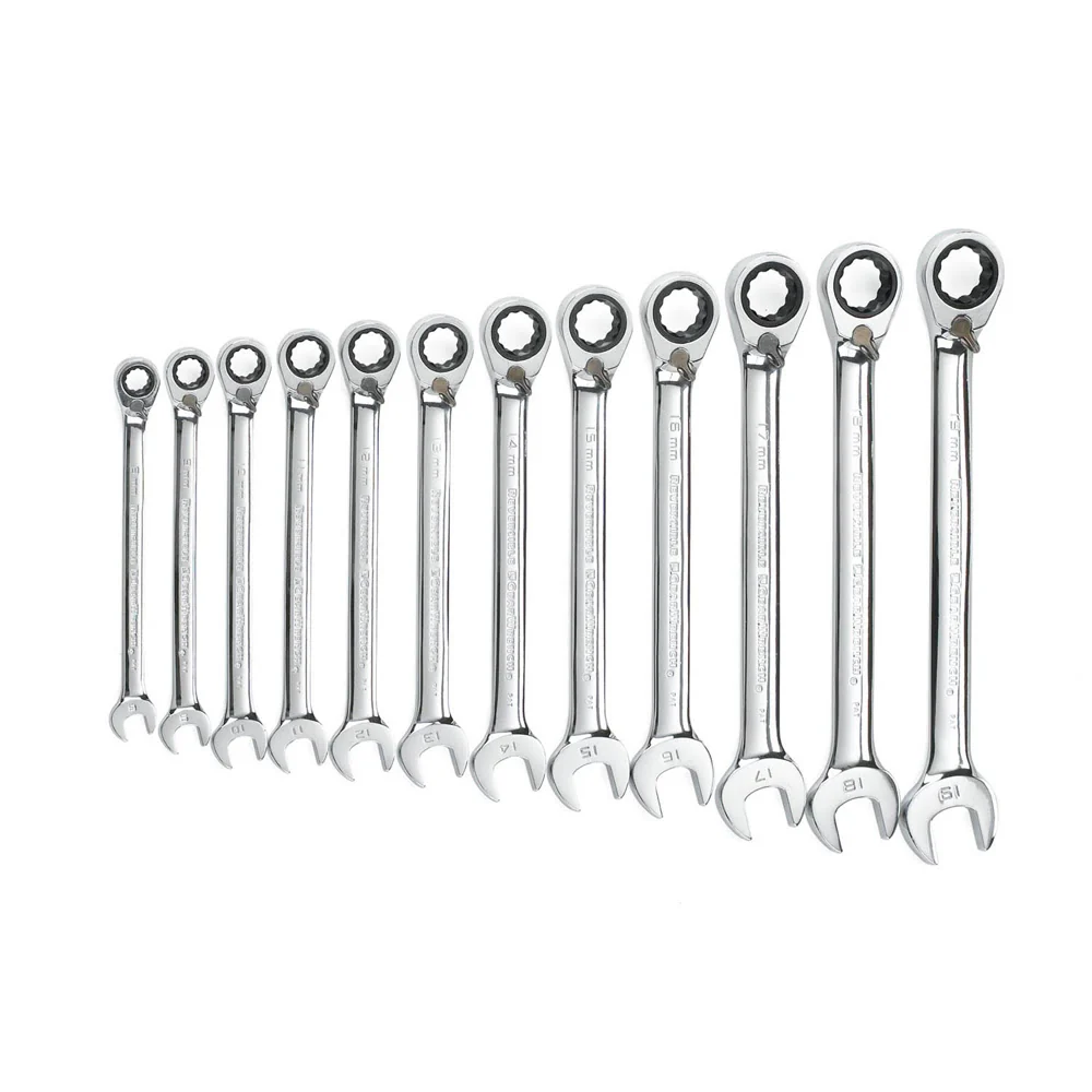 GearWrench 9620N 12 Pc. 72-Tooth 12 Point Reversible Ratcheting Combination Metric Wrench Set - Mactool Shop