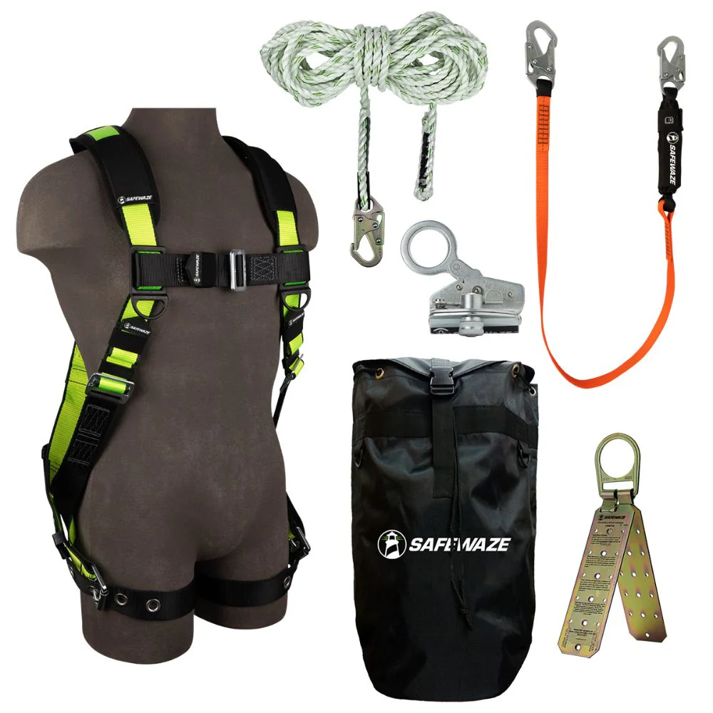 Safewaze 019-3049 PRO Bag Roof Kit: FS185-XS Harn, FS700-50 VLL, FS1118-DC Grab, FS88560-E Lanyard, FS870 Anchor, FS8185 Bag, XS - Mactool Shop