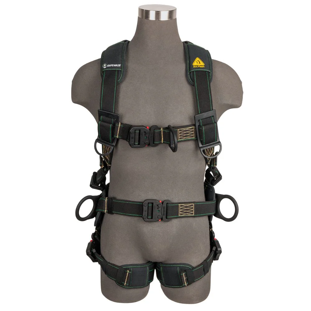 Safewaze 020-1252 Arc Flash Construction Harness: DE 3D, DE QC Chest, DE FD, DE QC Legs, Medium - Mactool Shop