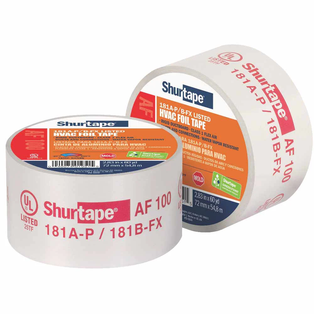 Shurtape 104474 AF 100 Printed Aluminum Foil Tape, Silver, 2-1/2in x 60yd - Mactool Shop
