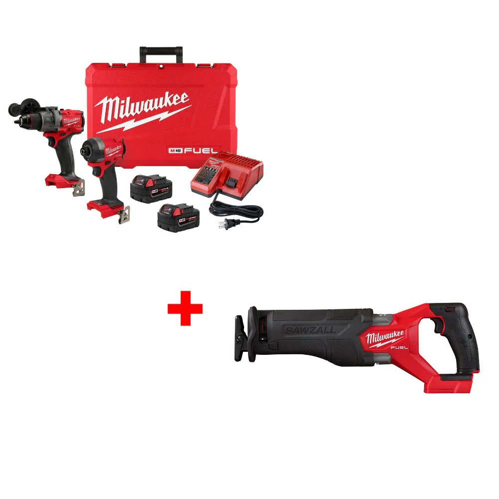 Milwaukee 3697-22 M18 FUEL 2-Tool Combo Kit W/ FREE 2821-20 M18 FUEL Recip Saw - Mactool Shop