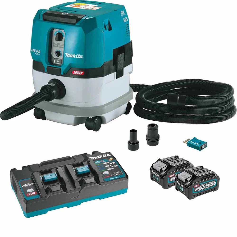 Makita GCV02PMU 40V max XGT Brushless Cordless 2.1 Gallon HEPA Filter Dry Dust Extractor Kit, AWS (4.0Ah) - Mactool Shop