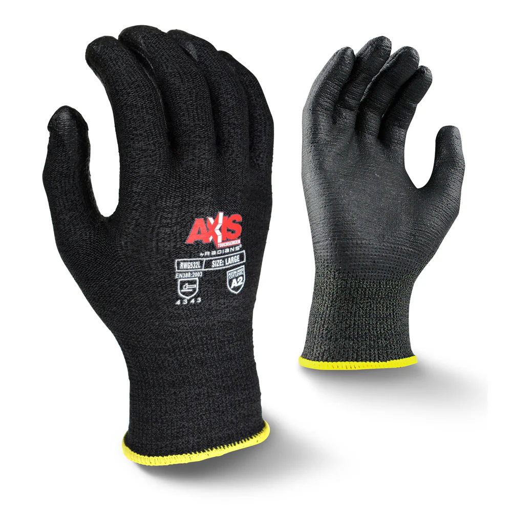 Radians RWG532L AXIS™ Touchscreen Cut Protection Level A2 Work Glove, Large - Mactool Shop