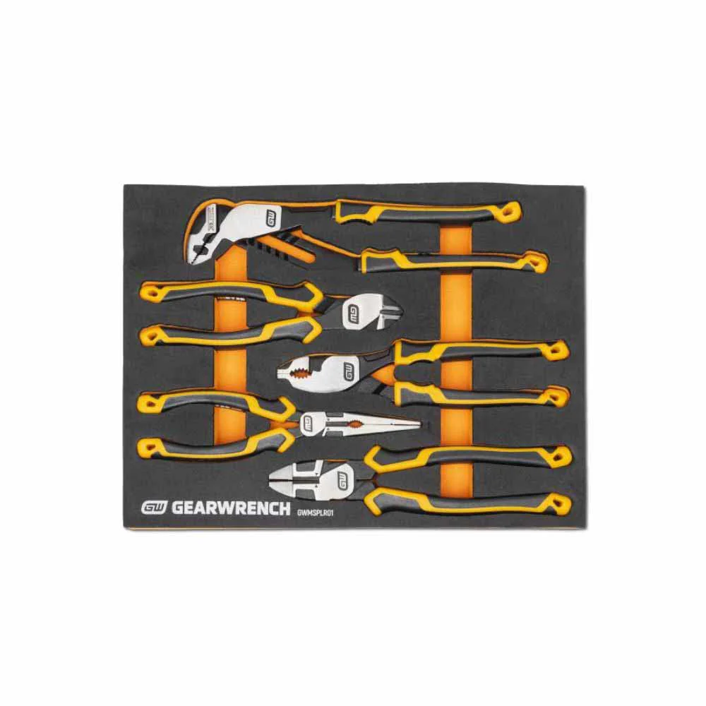 Gearwrench GWMSPLR01 5 Piece PITBULL Cushion Grip Pliers Set in Foam Storage Tray - Mactool Shop