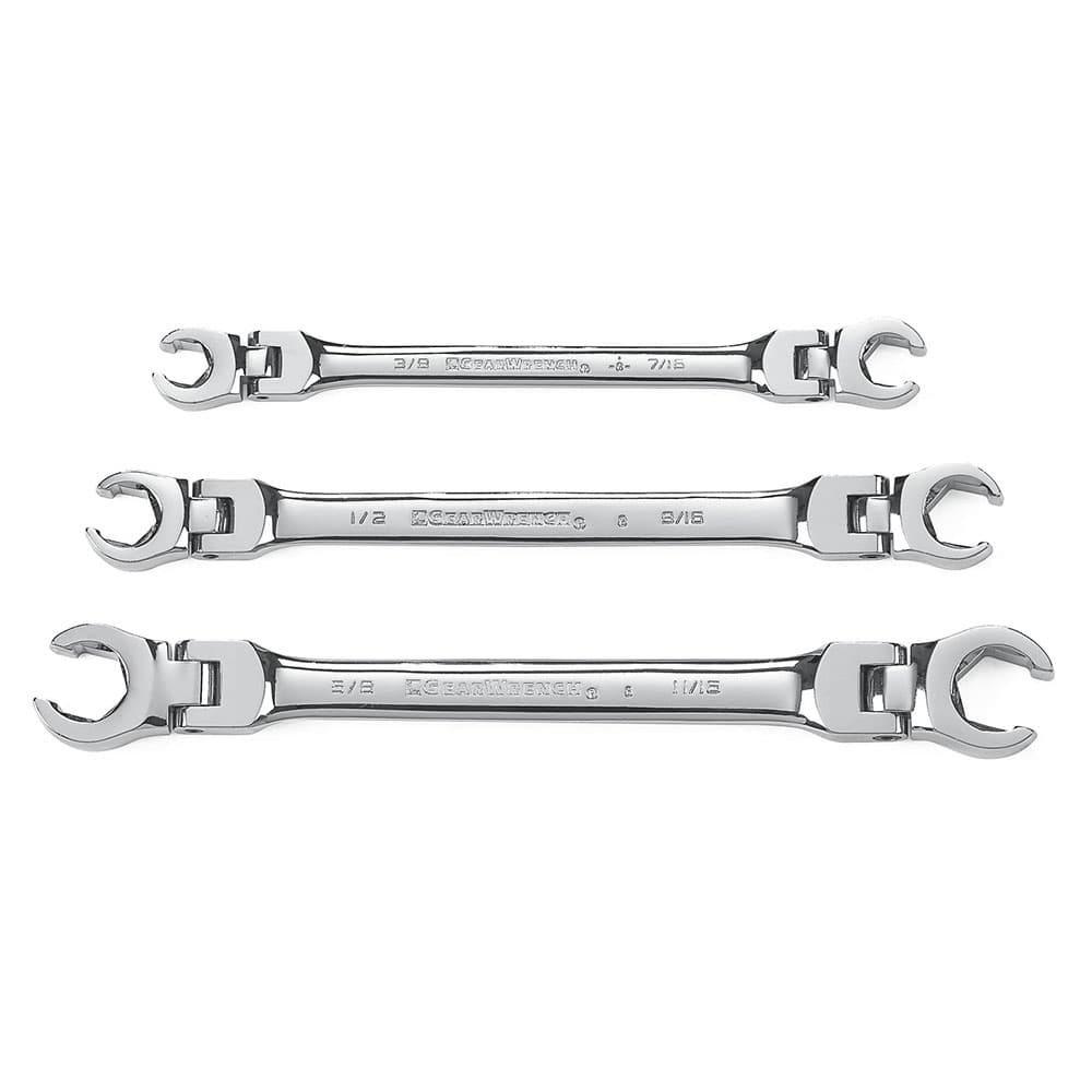GearWrench 81914 3 Pc. Flex Head Flare Nut SAE Wrench Set - Mactool Shop