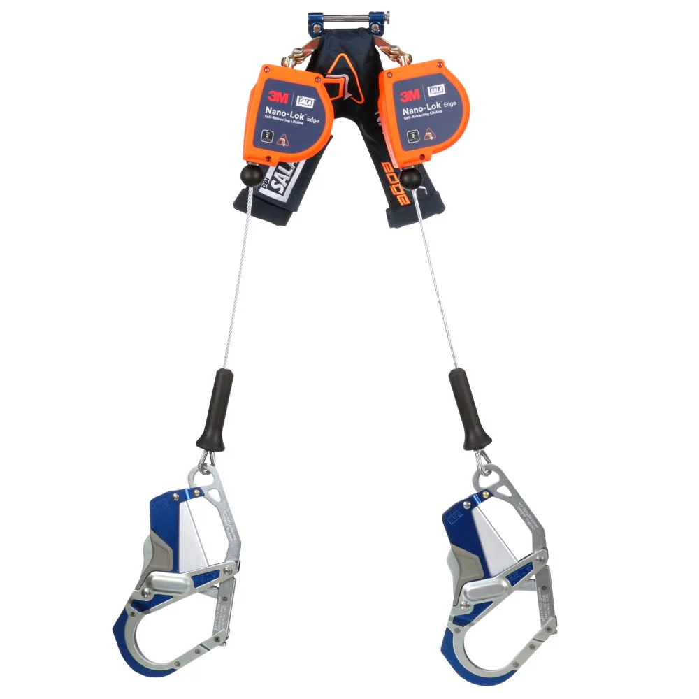 DBI Sala 3500283 Nano-Lok Edge Twin-Leg Personal Self Retracting Lifeline, Cable, Aluminum Comfort Hook, 7 ft, Class 2 ANSI - Mactool Shop