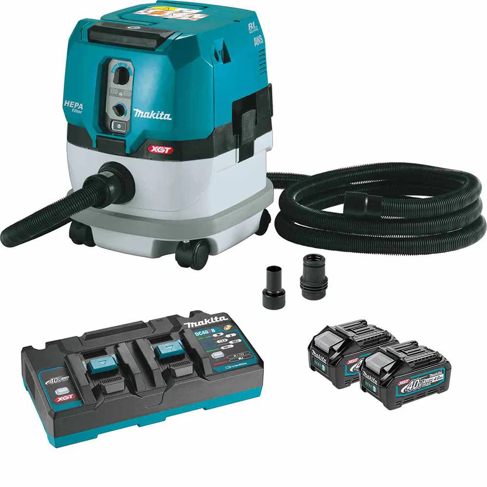 Makita GCV02PMX 40V max XGT Brushless Cordless 2.1 Gallon HEPA Filter Dry Dust Extractor Kit, AWS Capable (4.0Ah) - Mactool Shop