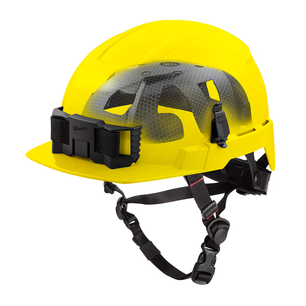 Milwaukee 48-73-1367 BOLT Yellow Front Brim Safety Helmet with IMPACT ARMOR Liner (USA) - Type 2, Class E - Mactool Shop