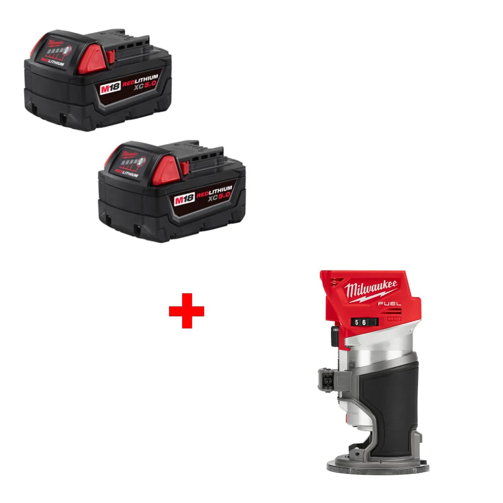 Milwaukee 48-11-1852 M18 XC5.0 Battery 2 Pack w/ FREE 2723-20 M18 FUEL ROUTER - Mactool Shop