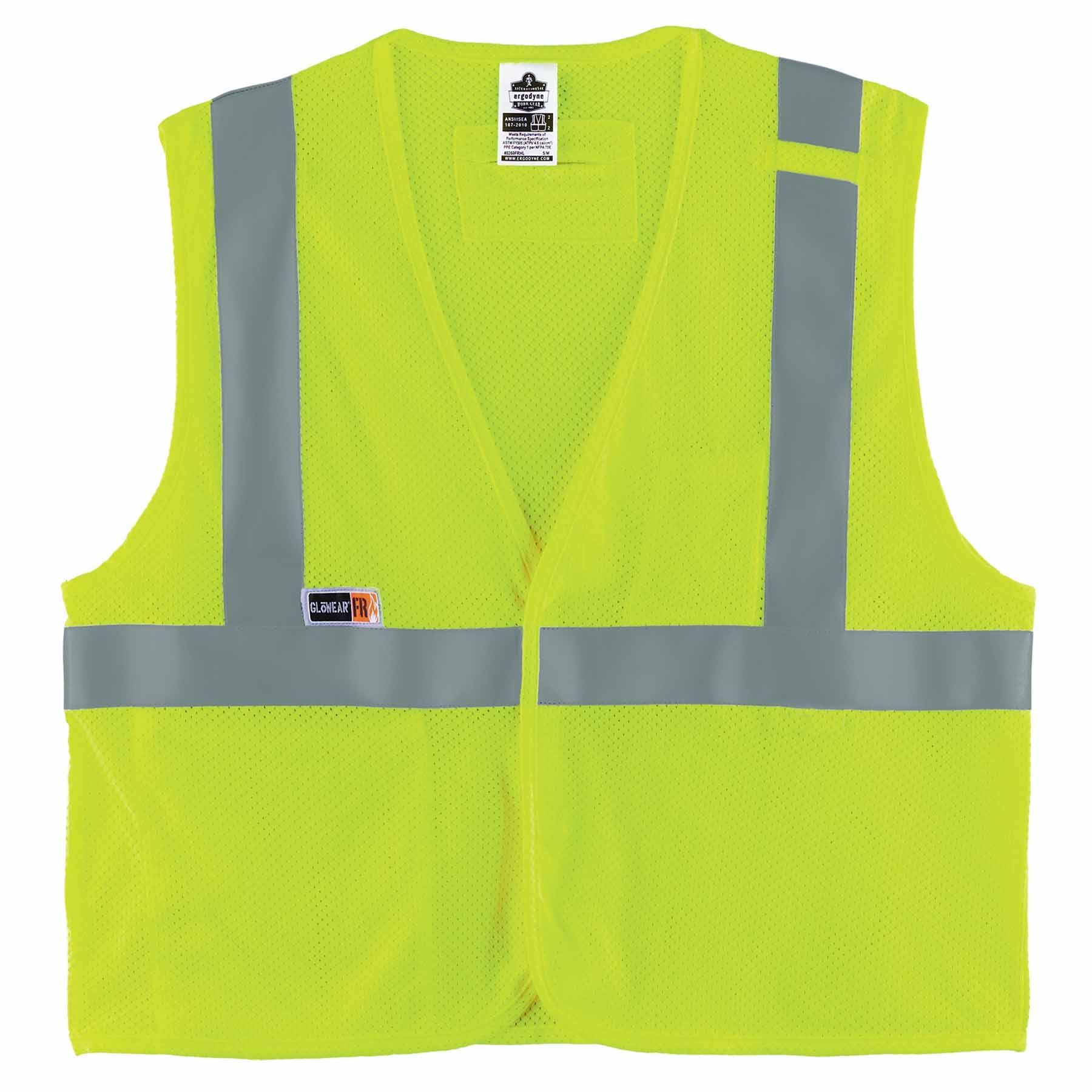 Ergodyne 21869 8263FRHL 4XL/5XL Lime Class 2 FR Safety Vest - H+L - Economy - Mactool Shop