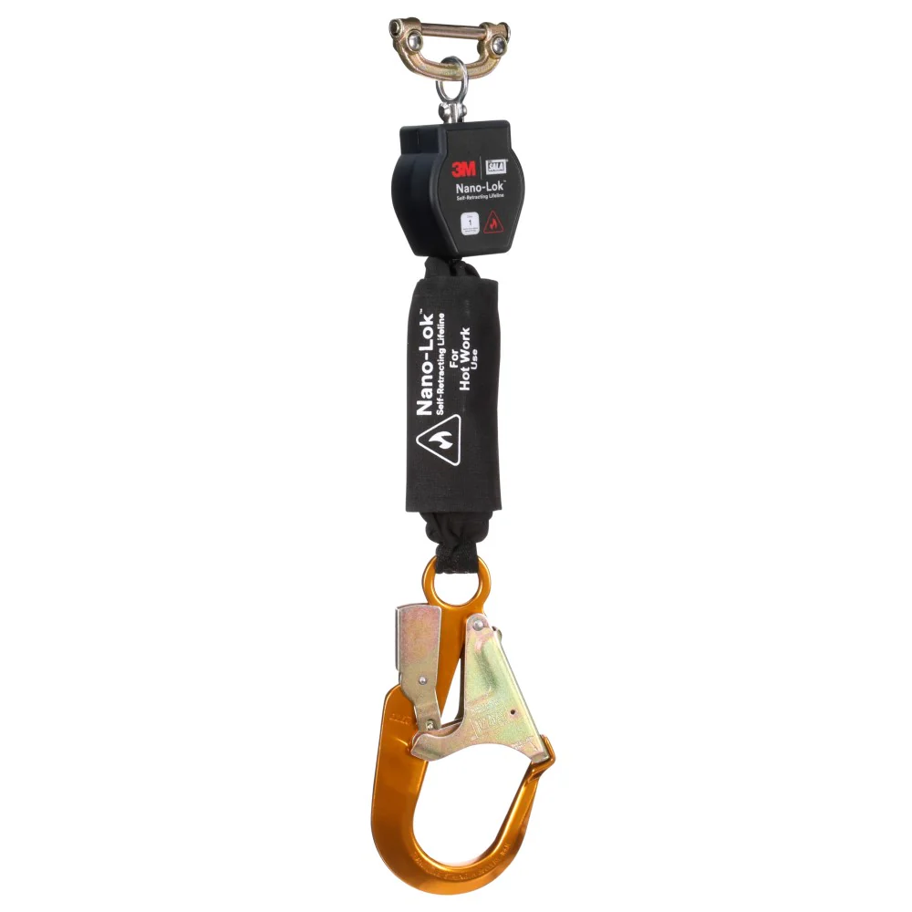 DBI Sala 3100560 Nano-Lok Hot Work Self-Retracting Lifeline with Quick Connect, Web, Aluminum Rebar Hook, 6' - Mactool Shop