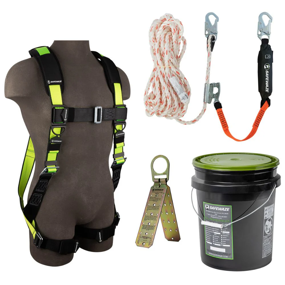 Safewaze FS-ROOF-X-S/M PRO Bucket Roof Kit: FS280-S/M Harness, 018-7005 VLL, FS870 Anchor, S/M - Mactool Shop