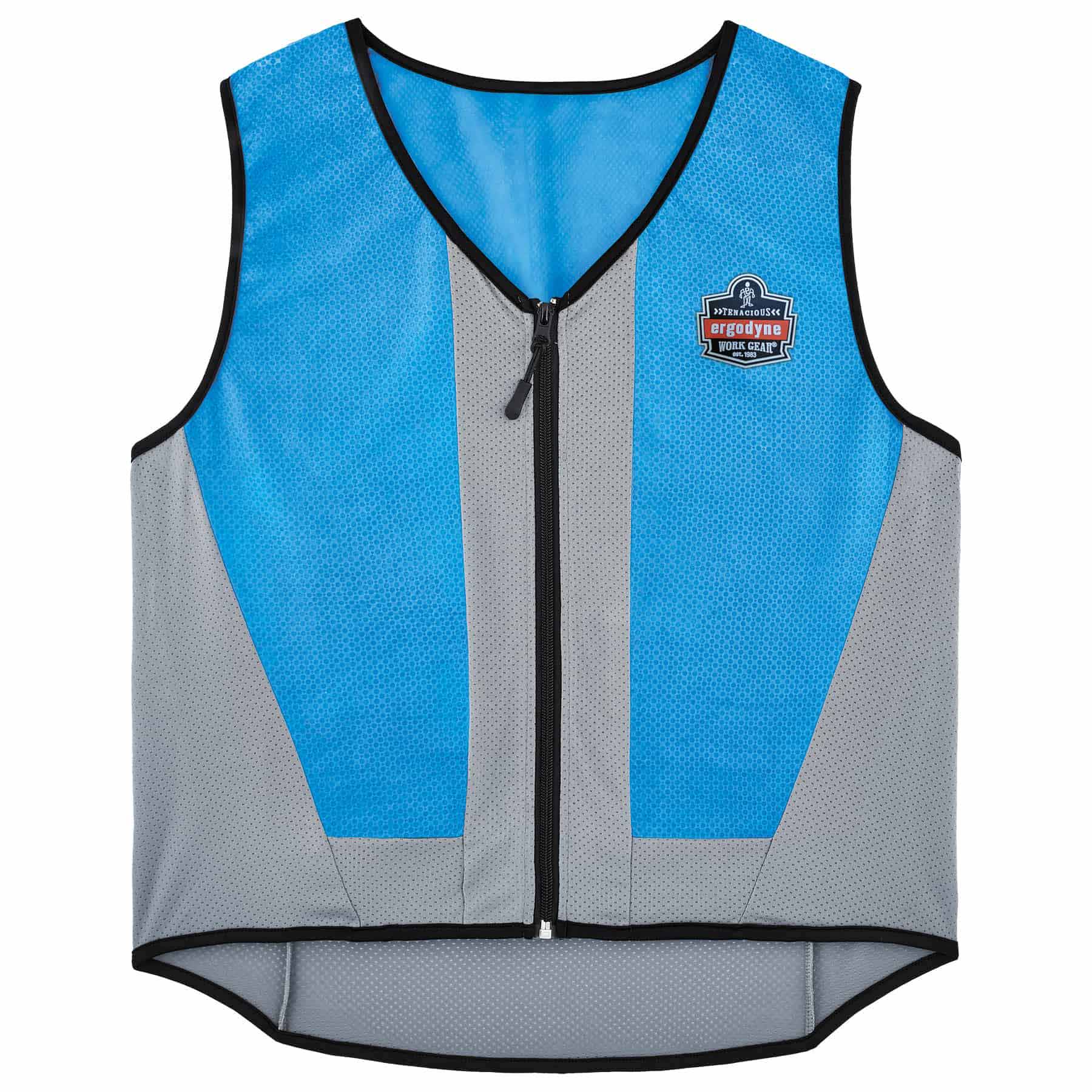Ergodyne 12695 6667 XL Blue Wet Evaporative Cooling Vest - PVA - Zipper - Mactool Shop