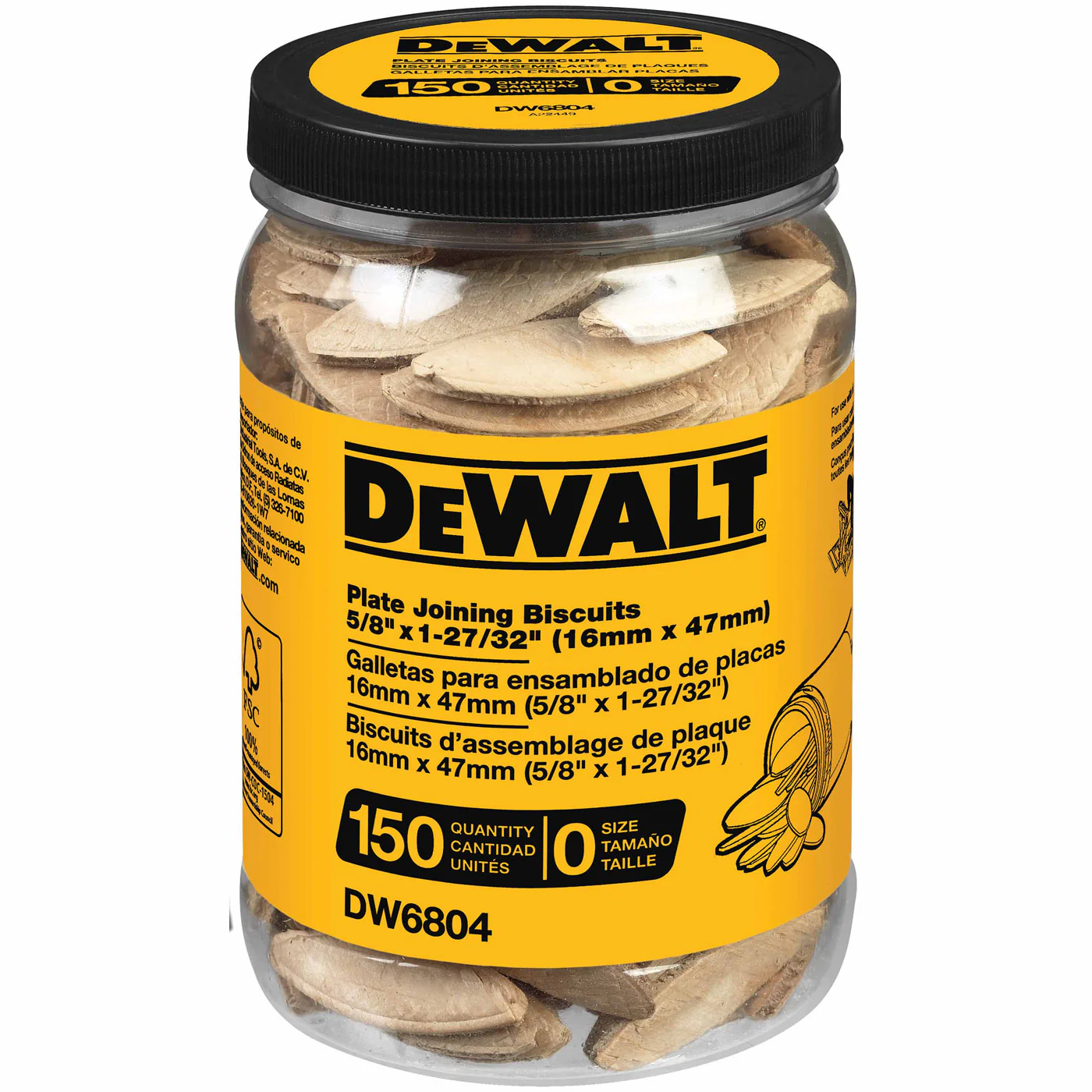 DeWalt DW6804 Size 0 Plate Joining Biscuits (150 Count) - Mactool Shop