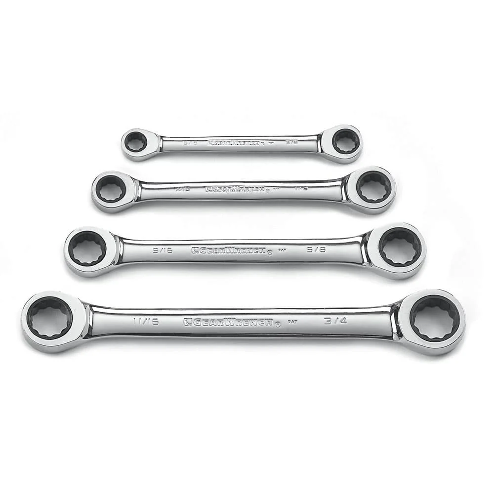 GearWrench 9240D 4 Pc. 72-Tooth 12 Point Double Box Ratcheting SAE Wrench Set - Mactool Shop