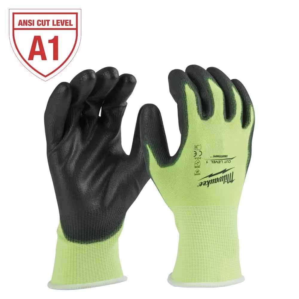 Milwaukee 48-73-8913 High Visibility Cut Level 1 Polyurethane Dipped Gloves - XL - Mactool Shop