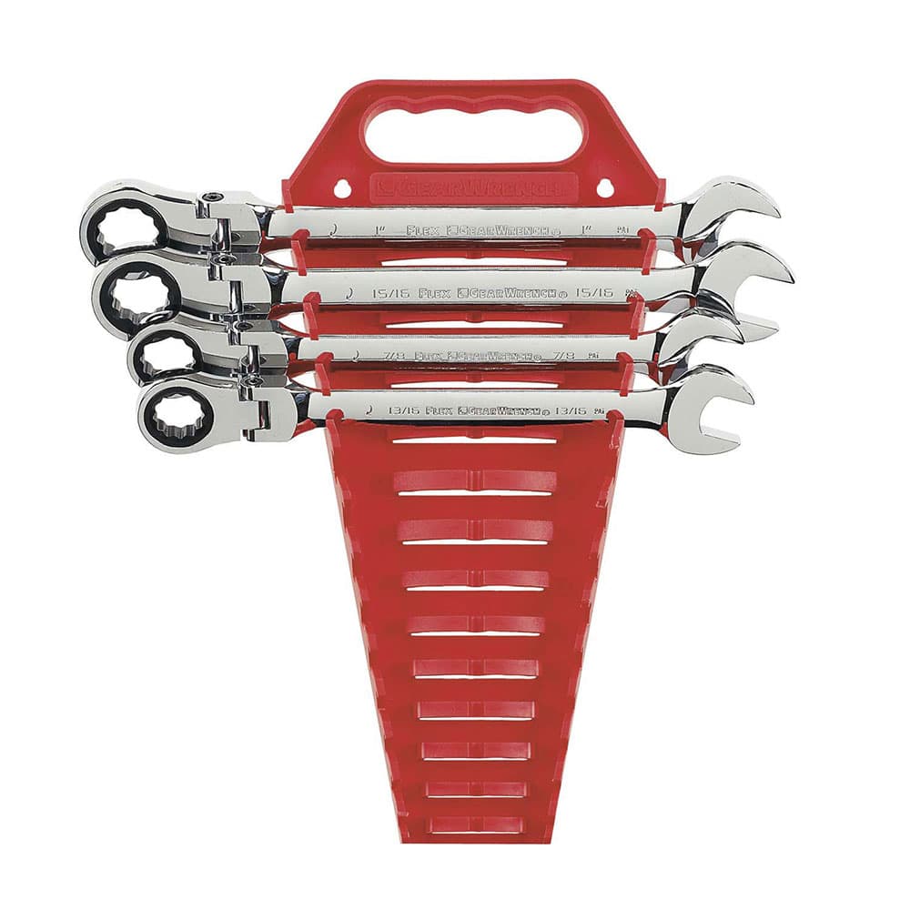 GearWrench 9703 4 Piece Full Polished Chrome SAE Flex Combination Ratcheting Wrench Set - Mactool Shop