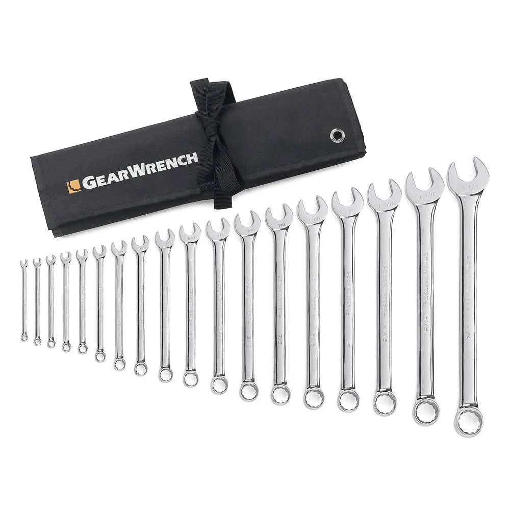 GearWrench 81917 18 Pc. 12 Point Long Pattern Combination SAE Wrench Set - Mactool Shop
