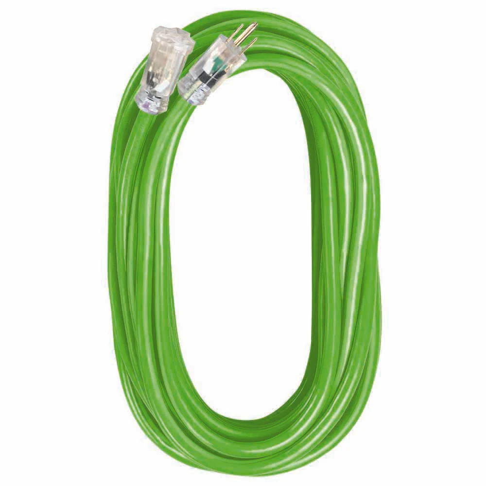 Voltec 05-00116 100FT 12/3 SJTW 300V Fluorescent Green/Black Extension Cord - Mactool Shop
