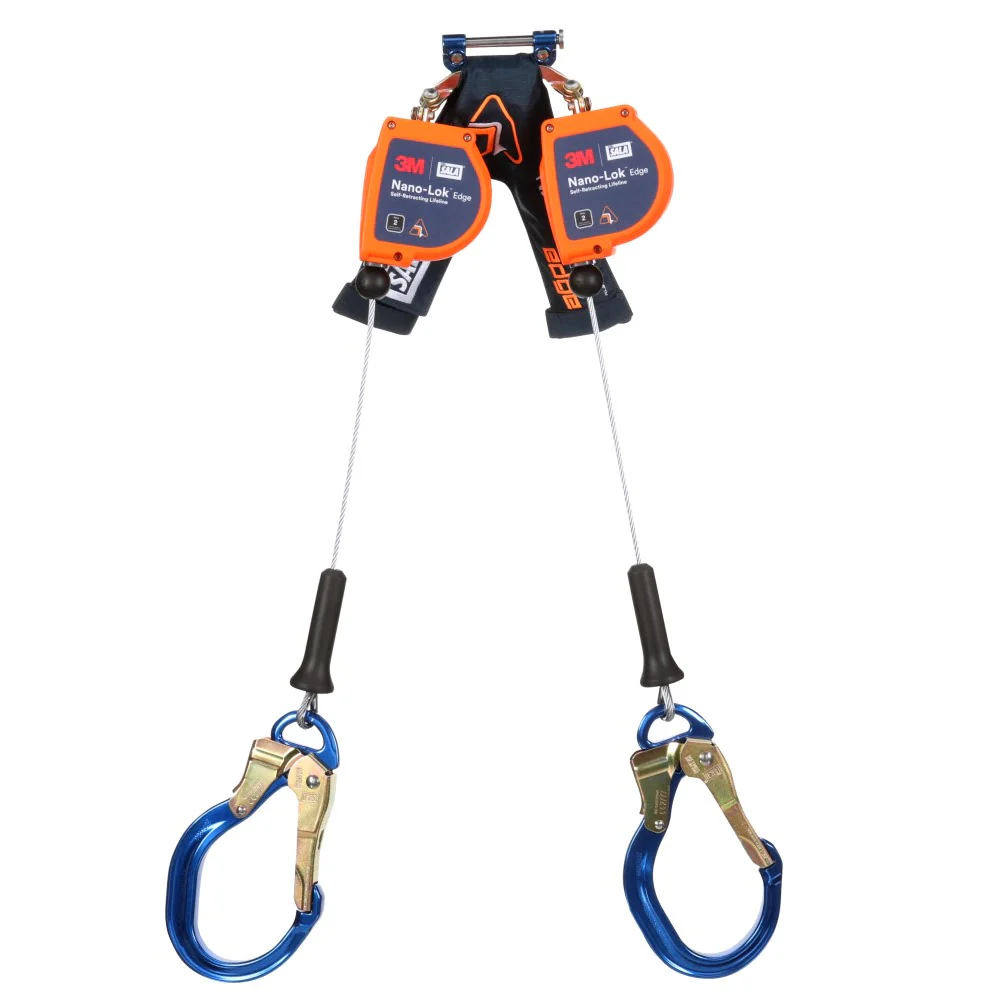 DBI Sala 3500277 Nano-Lok Edge Twin-Leg Personal Self Retracting Lifeline Cable, Aluminum Rebar Lock Hook 8 ft, Class 2, ANSI - Mactool Shop