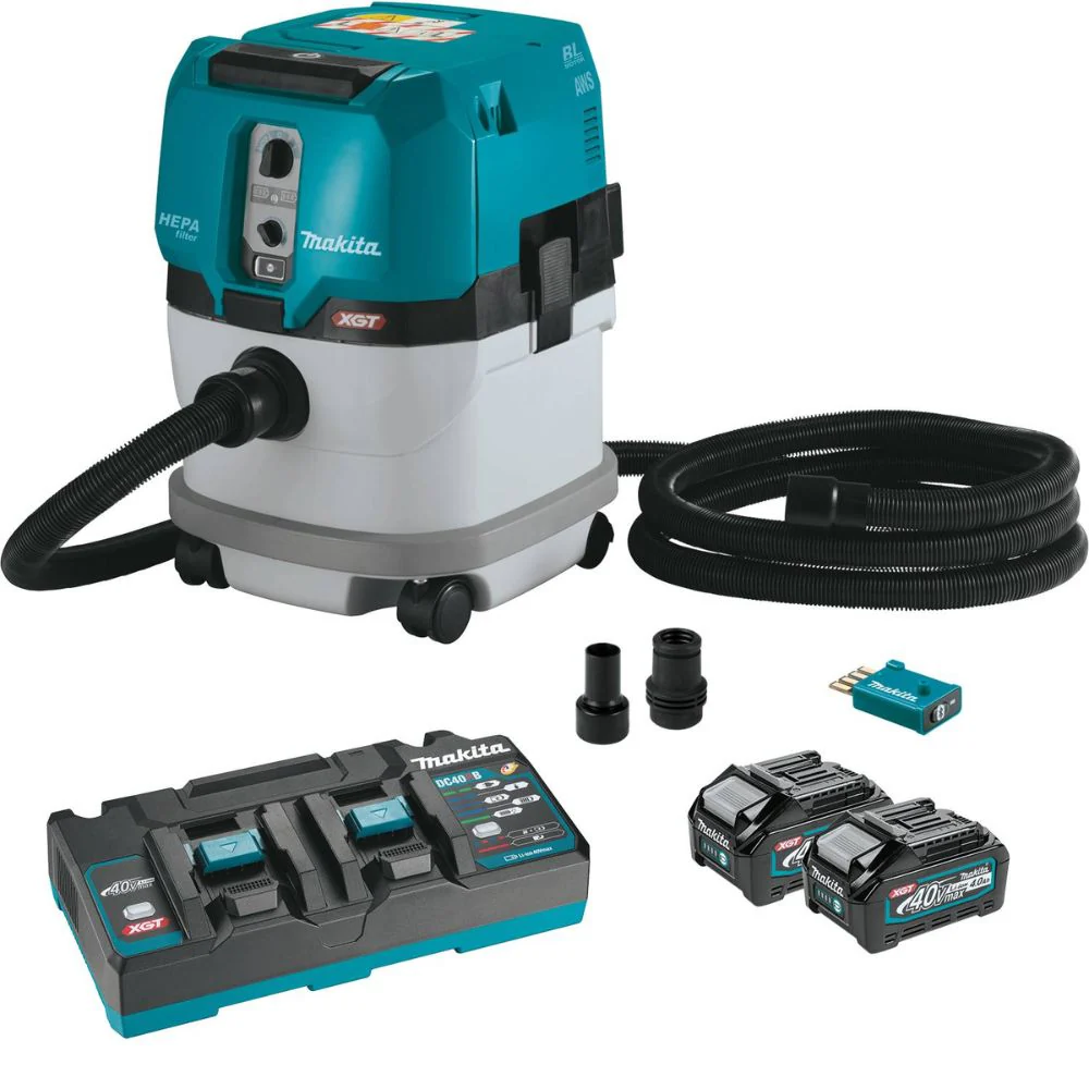 Makita GCV04PMUX 40V max XGT Brushless Cordless 4 Gallon HEPA Filter Dry Dust Extractor Kit, AWS (4.0Ah) - Mactool Shop
