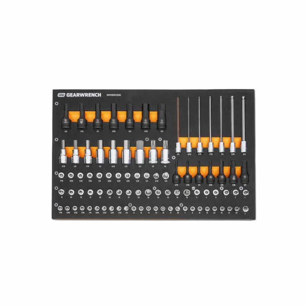 Gearwrench GWMSBSKCBSAE 88 Piece 1/4”, 3/8”, 1/2” Drive SAE Bit Socket Set in Foam Storage Tray - Mactool Shop