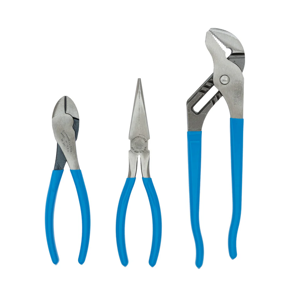 Channellock GS-4 3pc Plier Set, T&G, Long Nose, Cutter - Mactool Shop