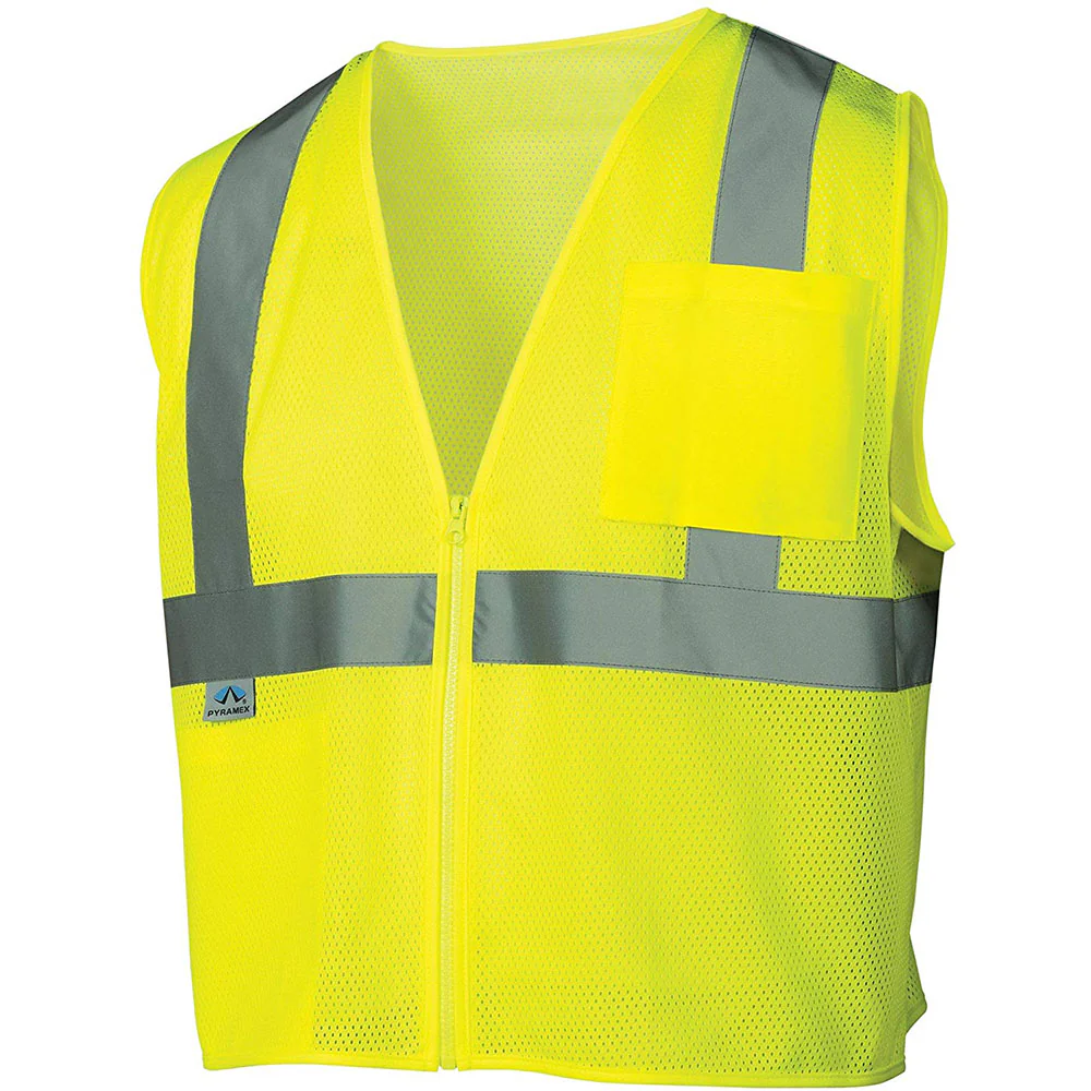 Pyramex RVZ2110SEX5 Safety Vest - Hi-Vis Lime - Self-Extinguishing - 5X Large - Mactool Shop