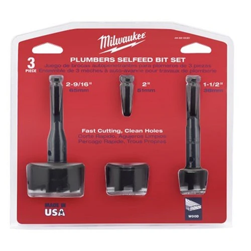 Milwaukee 49-22-0030 Selfeed Bit Plumbers Kit 3 Piece - Mactool Shop