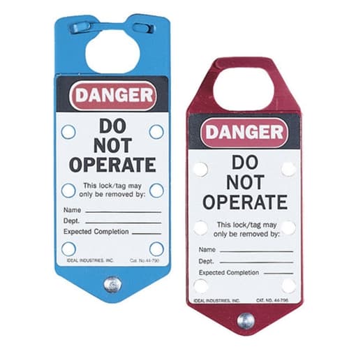 IDEAL 44-790 Safety Lockout Hasp, Labeled DO NOT OPERATE, Blue (Card of 1) - Mactool Shop