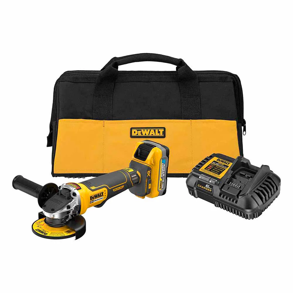 DeWalt DCG413H1 20V Max XR Brushless Cordless 4-1/2 In. Paddle Switch Small Angle Grinder Kit With Dewalt Powerstack 5.0 Ah Battery - Mactool Shop