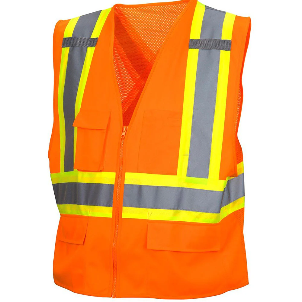 Pyramex RCZ2420M Hi-Vis Orange Vest with Contrasting Reflective Tape, Medium - Mactool Shop