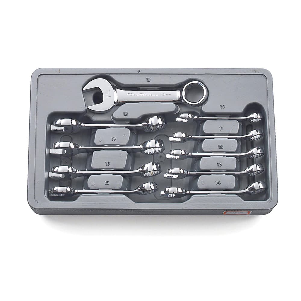 GearWrench 81904 10 Pc. 12 Point Stubby Combination Metric Wrench Set - Mactool Shop