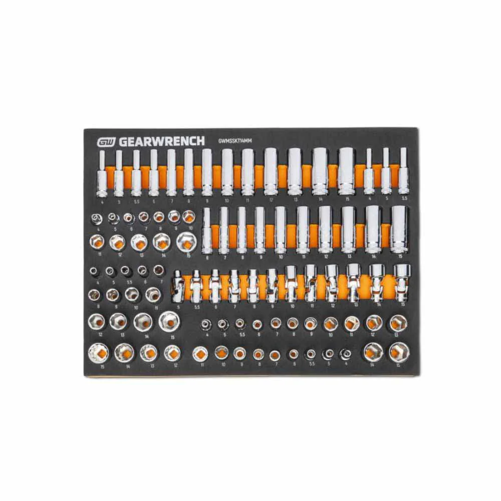 Gearwrench GWMSSKT14MM 89 Piece 1/4” Drive Master Metric Socket Set in Foam Storage Tray - Mactool Shop