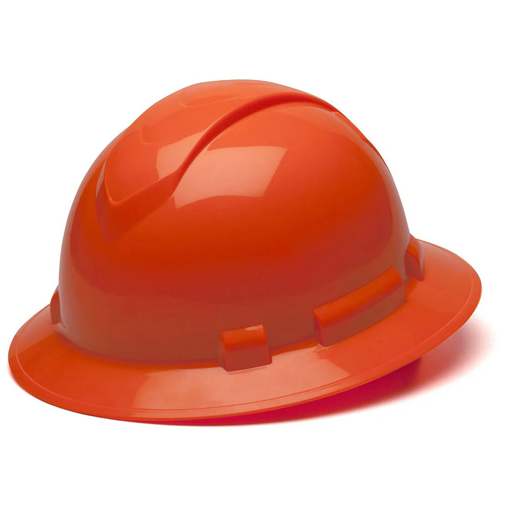 Pyramex HP54141 Hard Hat - HI Vis Orange Full Brim 4 Pt Ratchet Suspension - Mactool Shop
